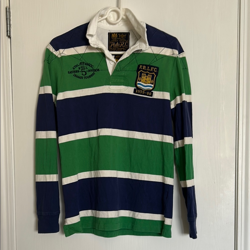 Ralph Lauren Green and Blue Rugby Jersey